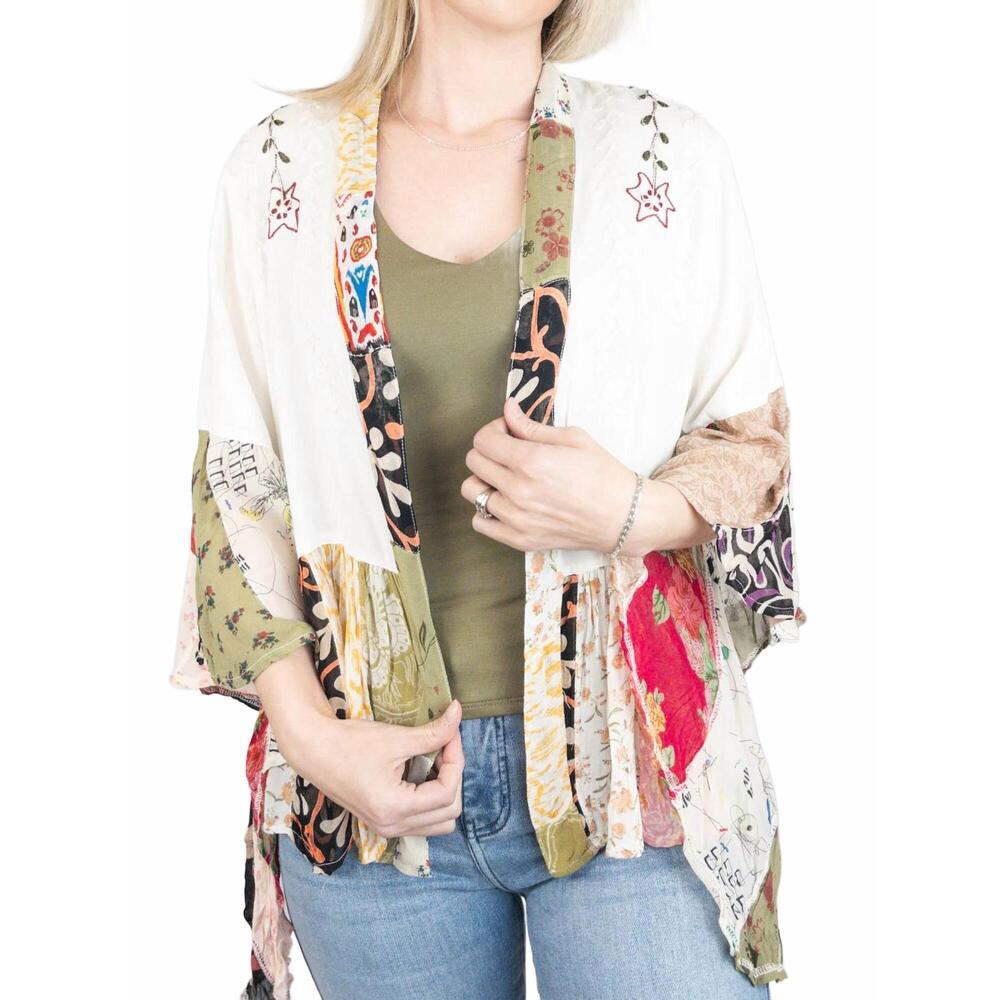 NEW YOUNG THREADS boho embroidered kimono cardigan in multi